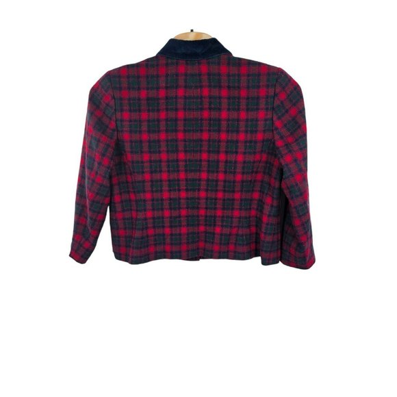 Vintage Pendleton Womens Red Black Plaid Wool Blazer Jacket Sz 20W USA MADE - Picture 2 of 11